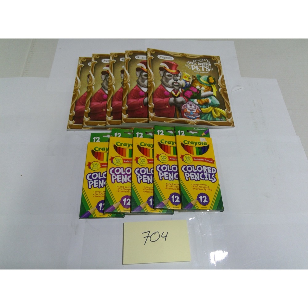 Crayola Coloring Book Colored Pencils Set 5pk Well Dressed Pets Kids New Bulk